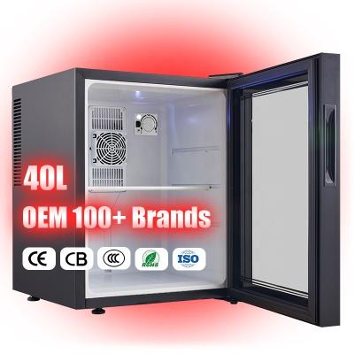 China Amazon Mini Fridge 40L CE Thermo Electric Black Table Top Small Fridge With Glass Door for sale