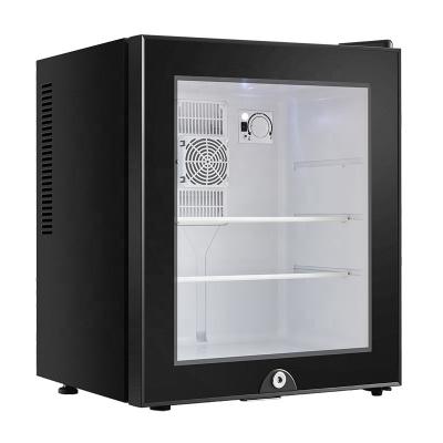 China 40 Liter THERMOELECTRIC Minibar 40L No Frost Glass Doors Small Fridge With Lock for sale