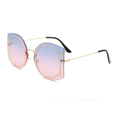 China Vintage Sunglass Sun Glasses Men Big Frames Retro Fashion Oversized Luxury Rimless Glasses Unisex Sunglasses Newest for sale