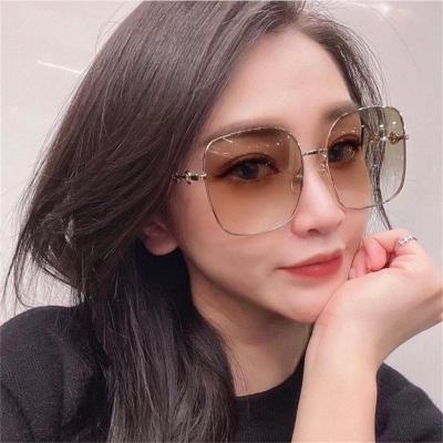 China Highest Fashion Square Rimless Polygon Color Gradient Eyewear Eyewear Women's Big Square Shading Glass Sun Glasses Sun Glasses for sale