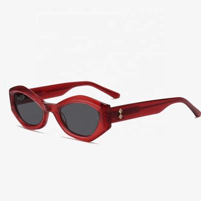 China Luxury Wholesale Price Action Cat Eye Acetate Brand Glass New Models Fashion Sunglasses Ready To Ship Irregular Shape Sunglasses for sale