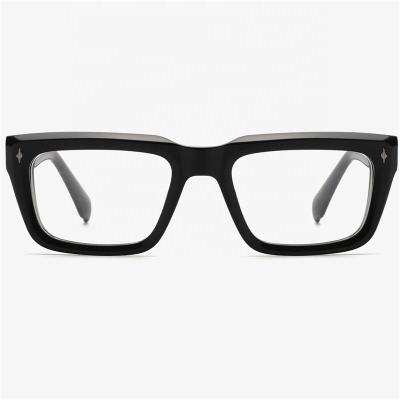 China Casual Weather Personalized Retro Trend Thickened Acetate Gradual Color Rice Nail Square High-Grade Optical Glass Frame for sale