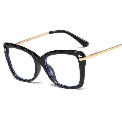 China Glass frame Tr90 cateye spring light blue casual leg anti glass frame female near-sighted universal flat glasses for sale