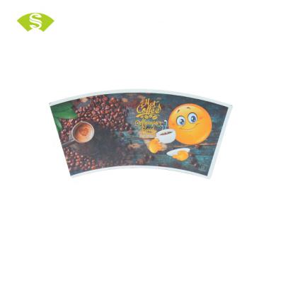 China Disposable wood pulp digital printing paper cup fan manufacturer for hot drink for sale