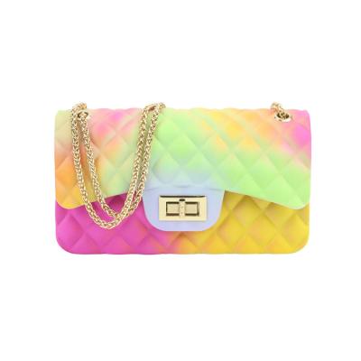 China Wholesale Rainbow Color 2020 Fashionable Women Jelly Candy New Summer Rainbow Color Ladies Handbag Mini Bag Cross - Body for sale