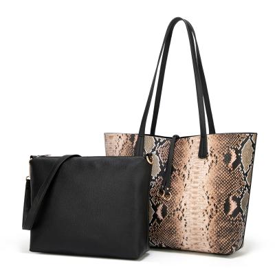 China Lady New Arrival Designer PU Leather 2 In 1 Set Large Size Women Bag Handbag for sale