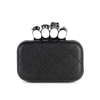 China Wholesale Clutch Bag Factory PU Leather Bag Women Skull Ring Long Chain Clutch Bag for sale