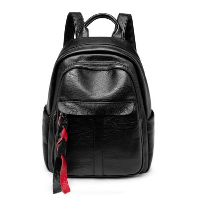 China Anti-theft ready to ship fashion high quality black vegan leather backpacks pinch backpack bag school for women for sale