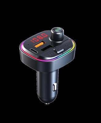 China New Colorful Dual USB Charger Lights Mp3 Car Player 3.1A Dual USB Car Charger Multifunctional Bluetooths FM Transmitter With Type-C USB Port for sale