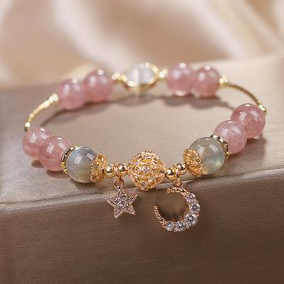 China Hot Selling Crystal Bracelet Ladies Adjustable Fashion Women Jewelry Stars Moon Charm Luxury Bracelet for sale