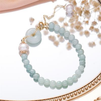 China Fashionable Hot Selling Natural Jade Bangle Bracelet Handmade Beaded Gold Plated High End Freshwater Pearl Jewelry for sale