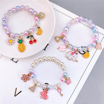 China Newest Style High Quality Natural Beaded Cute Flower Cartoon Animal Charm Bracelet For Girls for sale