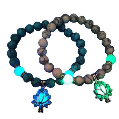 China FASHIONABLE Hot Selling Round Bracelet Flower Chakra Lotus Charm 7 Fluorescent Classic Bracelet Turquoise Yoga Female for sale