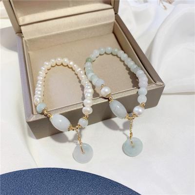 China Fashionable Natural Freshwater Jade Beaded Women's New Jade Pearl Bracelet Adjustable Bracelet for sale