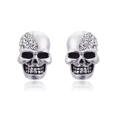 China Direct Selling CLASSIC Fashion Factory High Quality Shiny Zircon Earrings Retro Personalized Skull Stud Earrings for sale