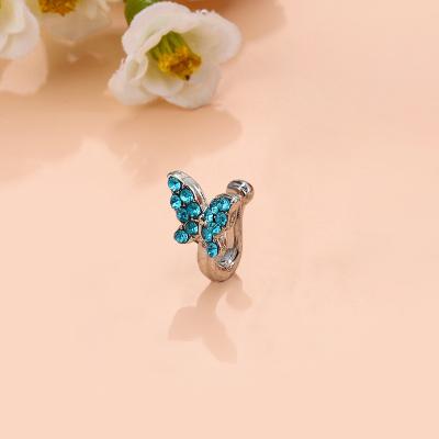 China FASHIONABLE Clip On Fake Nose Rings Cuff Non Piercing Butterfly CZ Diamond Nose Cuffs Jewelry For Women for sale