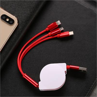 China Charge And Transfer Data Fast Charging 1M 2A-3A Copper Core 3 In 1 Extend Usb Data Charger Cable for sale