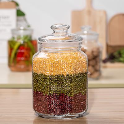 China NIL Low Price GROCERY 2.2L 74.4oz Large Volume Octagonal Glass Food Storage Jar Luxury Honey Spice Storage Glass Jar With Glass Lid for sale