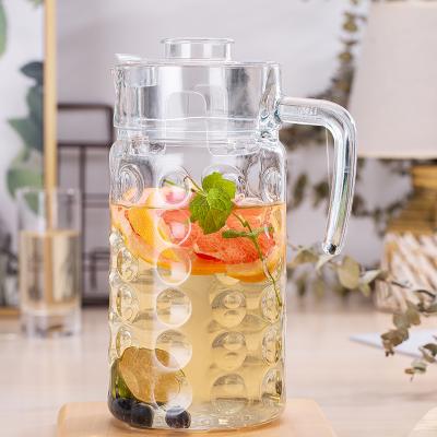 China Unique Viable GROCERY 1850ml 62.6oz Large Size Glass Jug Design Volume Water Tea Juice Drinking Glass Jug With Lid for sale