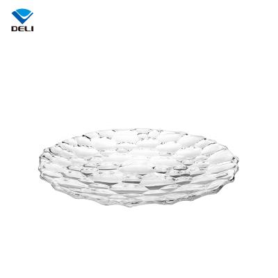 China Sustainable Hot Sale 306mm Round 12inch Luxury Vintage Dinner Cake Plate Large Clear Decoration Ice Cream for sale