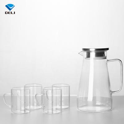 China Viable Reliable Heat Resistant High Borosilicate Jug Water Drinking Glass Set GROCERY STORE Glassware Supplier Glass Pitcher for sale