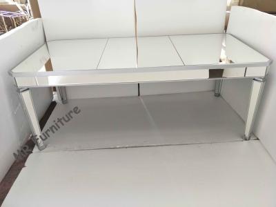 China Silver Frame Glass Mirror Dining Table , 10 People Modern Glass Dining Table for sale