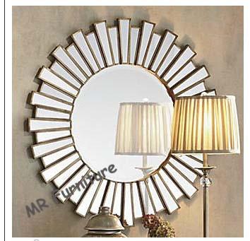 China 36 Inch Wooden Strips 3d Mirror Wall Art , Modern Wood Framed Wall Mirrors for sale