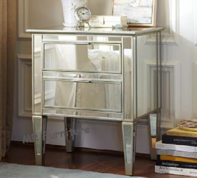 China Hotel Mirrored Nightstand In Bedroom , CE Two Drawer Mirrored Bedside Table for sale