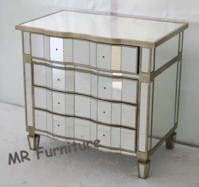 China Moscal Mirrored Bedroom Chest Gold / Optional Color Curved Drawers for sale