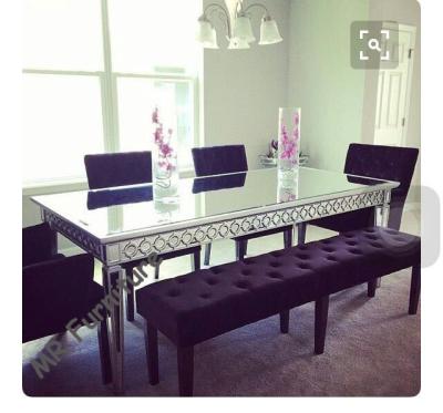 China Sophia Silver Glass Dining Table , 160 * 90 * 75cm Mirror Dining Room Table for sale