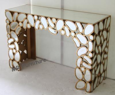 China Gold Pebble Design Mirrored Console Table Strong Structure Long Life Span for sale