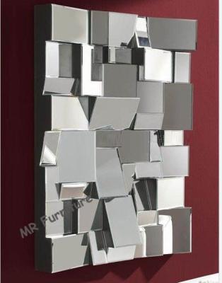 China Decorative Faceted Wall Mirror , 80 * 110cm Size 3D Living Room Wall Mirror for sale