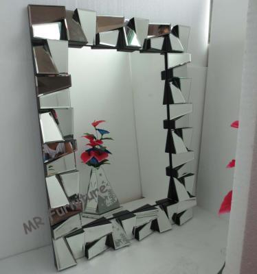 China Framless 3D Wall Mirror 78 * 104cm Size Faceted Mirror MDF Back Material for sale