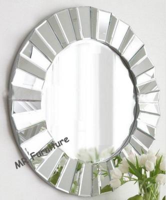 China Full Beveled Wall Mirror Decor , Framless 3D Decorative Round Wall Mirrors for sale