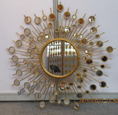 China Round Metal Mirror Wall Decor Sunburst Style 37 Inch Diameter Metal Wire Frame for sale