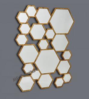 China Mixed Hexagon Metal Mirror Wall Decor Silver / Gold Color Optional for sale