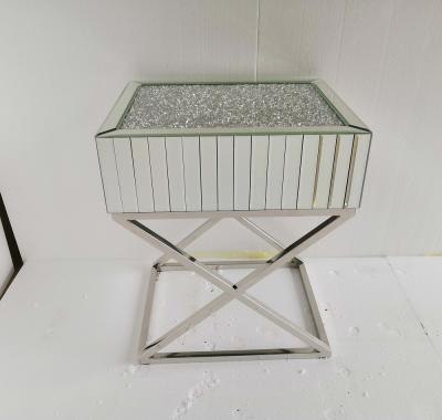 China X shape Mirrored Diamond Stainless Steel Side Table for sale