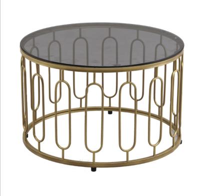 China Round Stainless Steel Frame Tempered glass top End Table Coffee table for sale