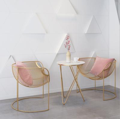 China Leisure Modern Round Rose Gold Iron Metal Wire chair for Indoor Outdoor for sale