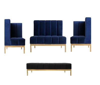 China Hot sales Navy Blue High back Sofa sets sectional sofa Modular Sofa Stainless Steel Leg for living room Club for sale