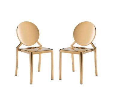 China Hot sales Gold Stackable Stainless Steel frame Round back Armless Dining chair for sale