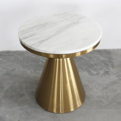 China Contemporary design Round Gold stainless steel Marble top Bistro table Coffee table Pub table for hotel Club Cafe for sale