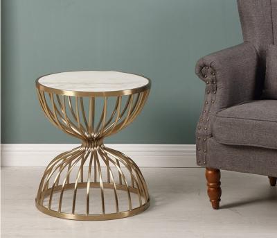 China Modern Style Gold Stainless Steel Frame Round Wire Coffee Table Side  table End table for sale