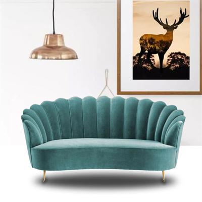 China Modern Leisure Golden Stainless Steel Legs Embered Green fabric Lounge Sofa 2-3 seater for Hotel Living room for sale