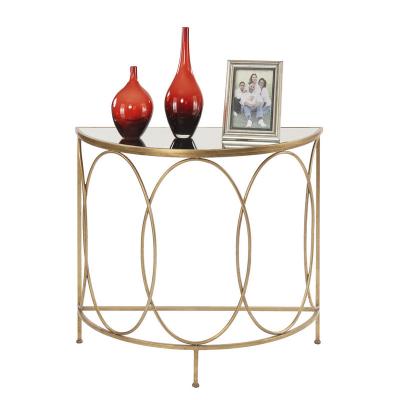 China Contemporary Tempered glass top Metal Frame Demilune Console table Hallway table for sale