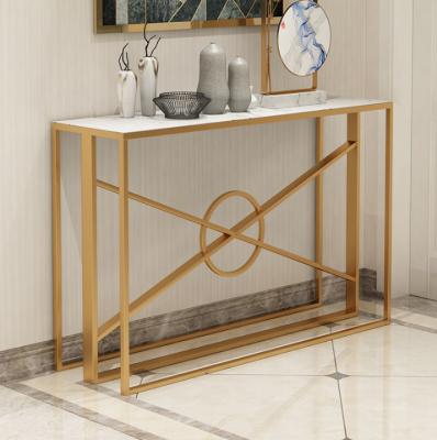 China Contemporary Marble top Gold Metal Frame Console table Hallway table for sale