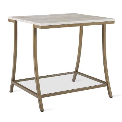 China Modern Style 2 Layers Metal Frame Faux marble top Corner table End table Bed side table for sale