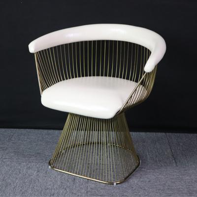 China Contemporary PU leather upholstery up metal frame wire lounge chair for sale