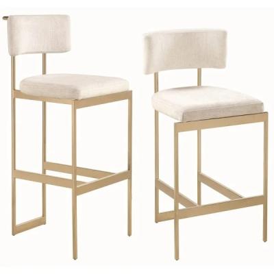 China Modern brushed brass gold stainless steel frame bar stool high counter bar chair for sale