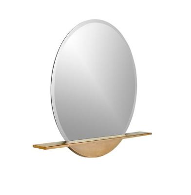 China New Arrival Frameless Mirror Gold Perch Round Mirror With Shelf for Home Hotel for sale